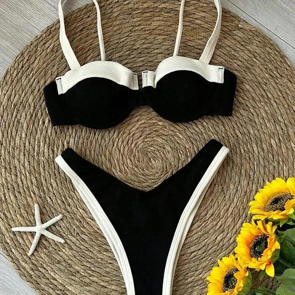 Black Sexy Women's Patchwork Bikini Set - Picture 4 of 5